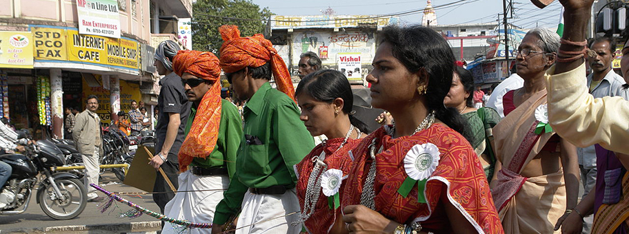 Demonstration der Landrechtbewegung «Ekta Parishad» in Bhopal, Indien.