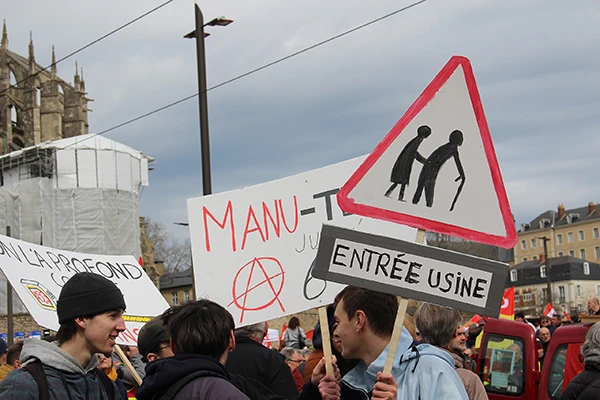 Demonstration in Le Mans gegen die Rentenreform am 28. März 2023.