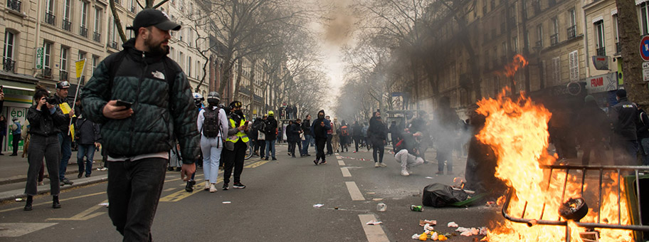 Demonstration gegen die Rentenreform in Paris, 28. März 2023.