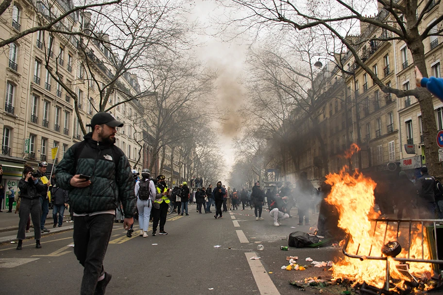 Demonstration gegen die Rentenreform in Paris, 28. März 2023.