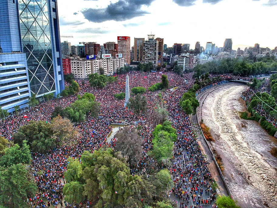 Massenprotest in Santiago de Chile, Oktober 2019.