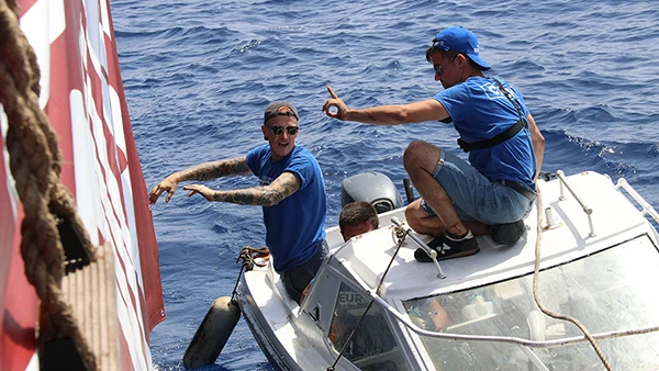 Martin Sellner während einer "Defend Europe" Kampagne am 15. August 2017.
