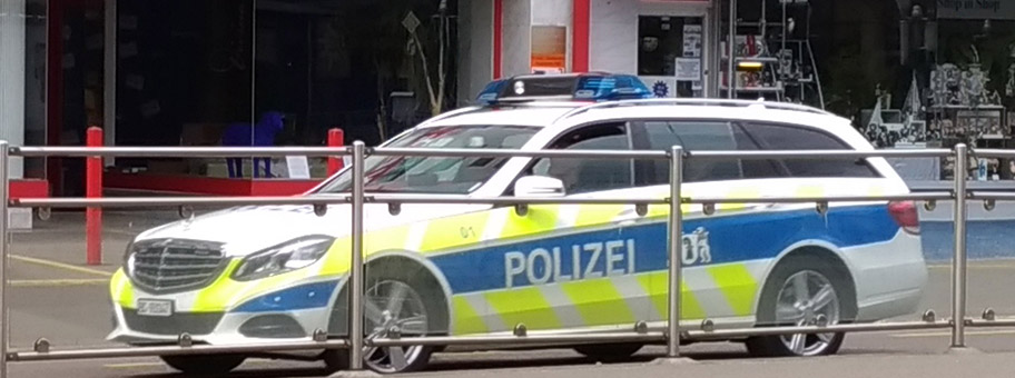 Polizeistreife in Basel, Mai 2018.