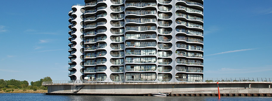Das Wohngebäude Metropolis auf Sluseholmen in Kopenhagen.