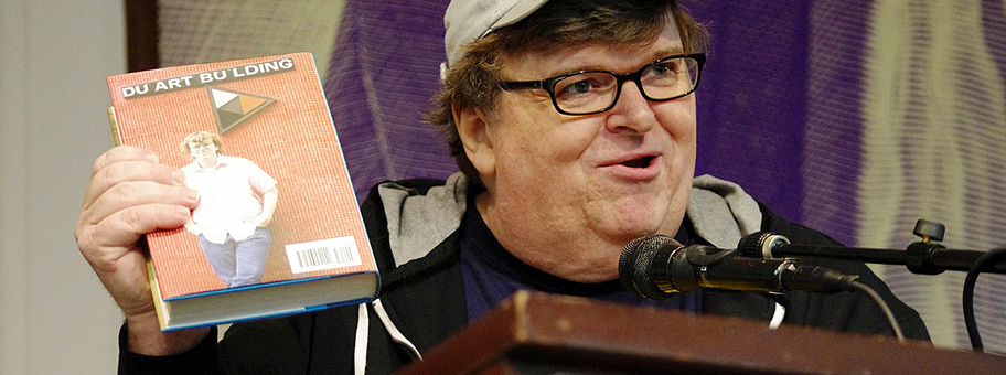 Michael Moore in New York City bei einer Buchpräsentation am 13.