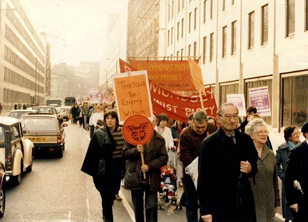 Demonstration während des britischen Bergarbeiterstreiks 1984 in London.