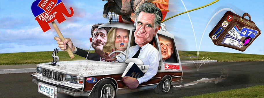 Karrikatur von Mitt Romney.