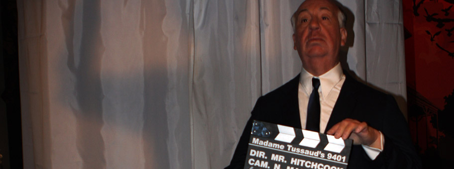 Alfred Hitchcock im Madame Tussauds von Sydney, Australien.