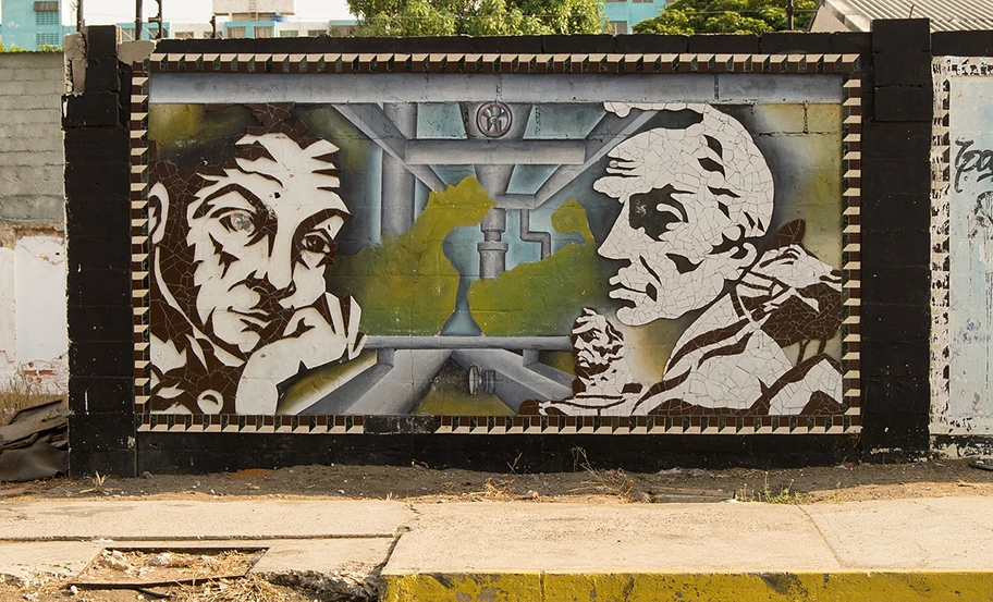 «El Libertador» und seine Ideen sind eine Inspiration für viele lateinamerikanische Linke. Mural zu Ehren von Simon Bolivar in Las Calles de Maracaibo, Venezuela.