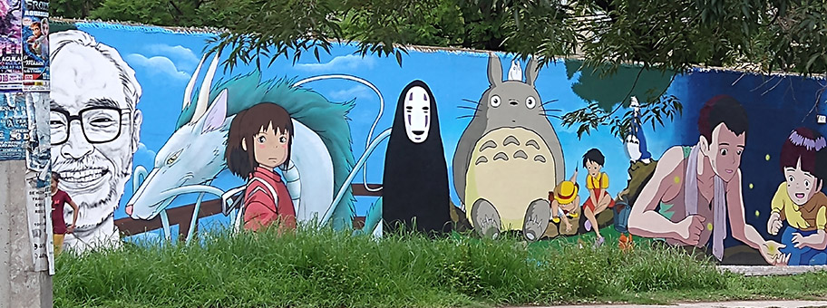 Graffitti zu Ehren des japanischen Animationskünstlers Hayao Miyazaki in Mexiko.