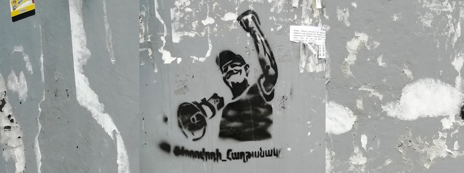 Graffiti mit dem Profil des Politikers und Journalisten Nikol Paschinjan.
