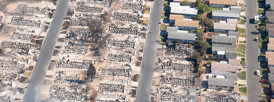 Abgebrannte Häuser in Kalifornien nach den Waldbränden im Oktober 2017.