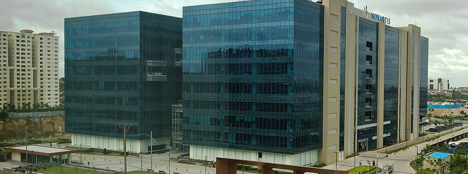 Gebäude von Novartis in Hyderabad, Indien.