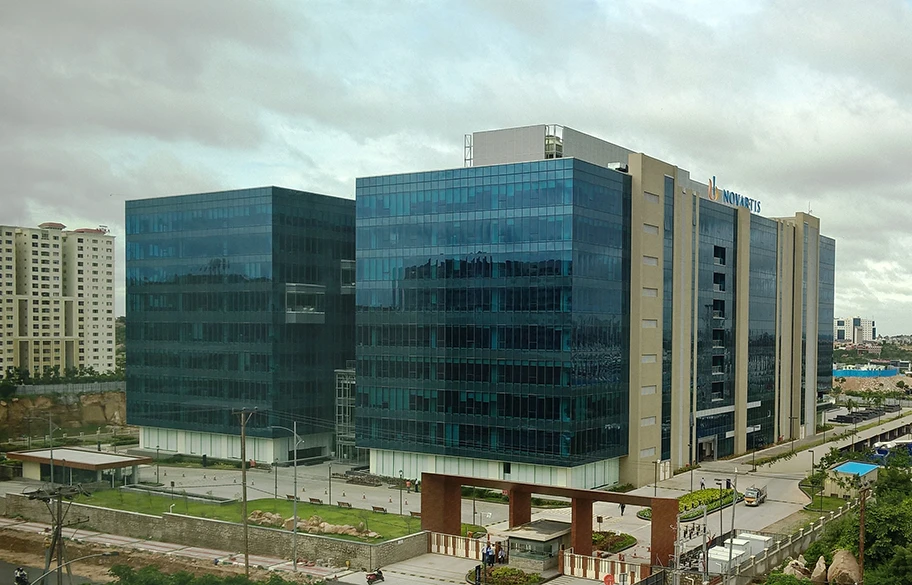 Gebäude von Novartis in Hyderabad, Indien.