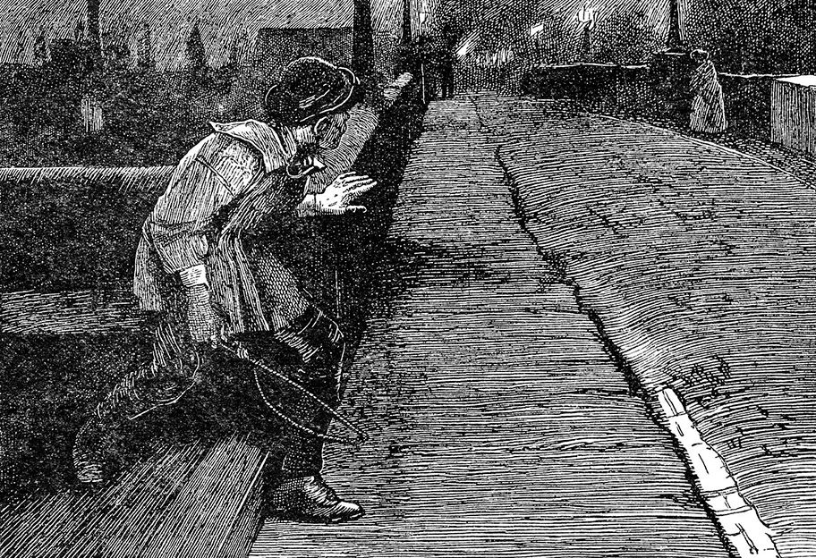 Auf der Lauer in den Strassen von London, Illustration zu Oliver Twist.