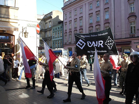 ONR-Aktivisten an einer Demonstration in Krakau, 14. April 2007.