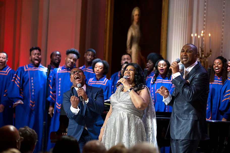 Aretha Franklin bei dem Auftritt «The Gospel Tradition: In Performance at the White House» im weissen Haus, April 2015.