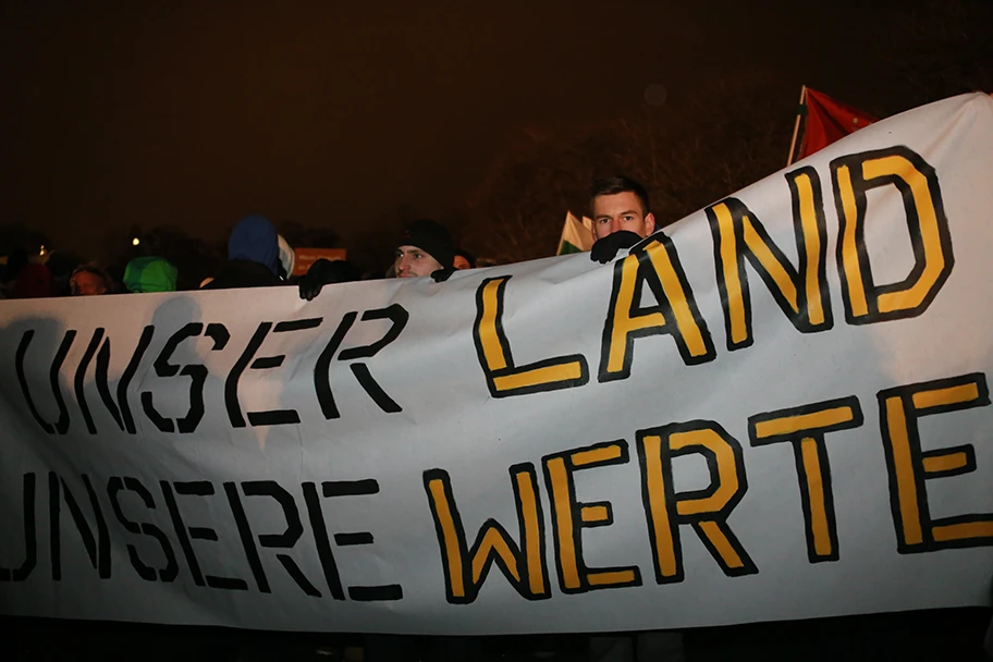 PEGIDA Demonstranten in Dresden am 5. Januar 2015.