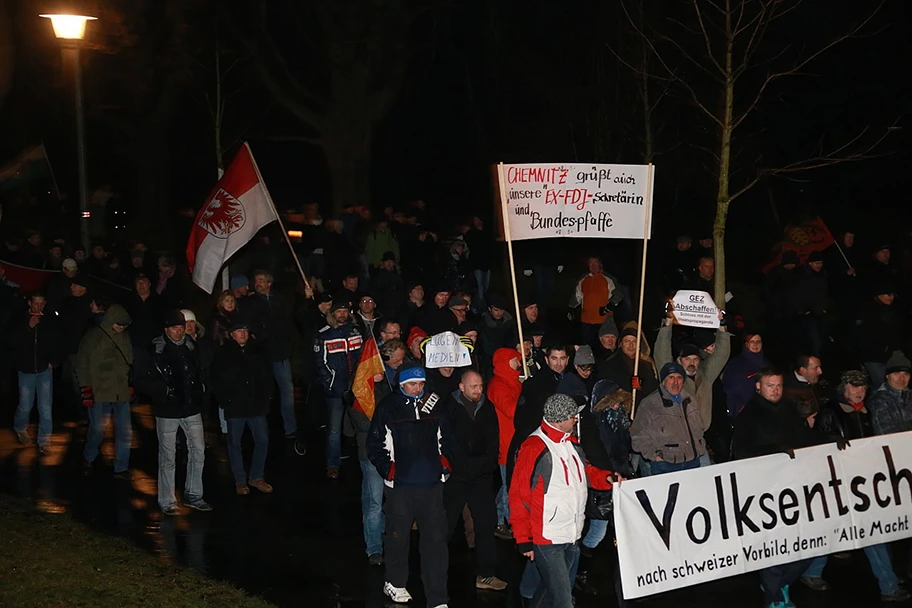 Pegida-Demonstration in Dresden, Januar 2015.