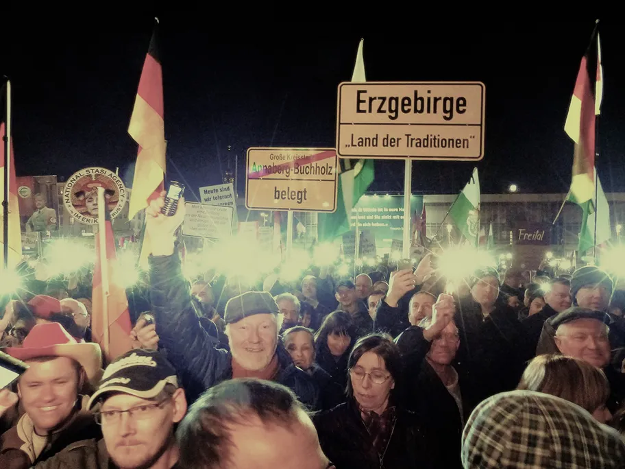 PEGIDA Demonstration in Dresden, März 2015.