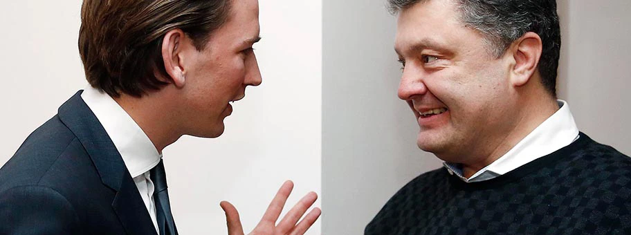 Der Oligarch Petro Poroschenko, hier mit dem österreichischen Aussenminister Sebastian Kurz in Kiev, 09.03.2014.