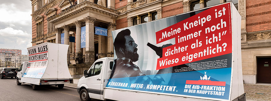 Poster campaign of the AfD parliamentary group in the capital, launched on May 6, 2021.