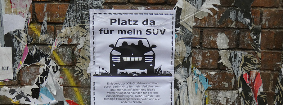Aufruf zum Protest gegen SUV´s in Berlin.