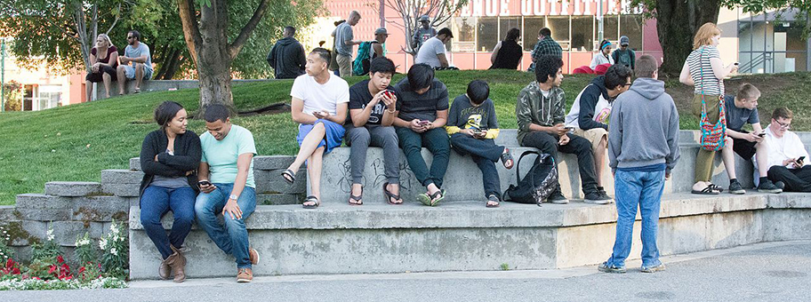 Pokémon Go Spieler in Alaska bei einem Treff in einem Park.