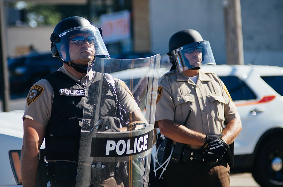 Bereitschaftspolizei während den Riots in Ferguson, USA.