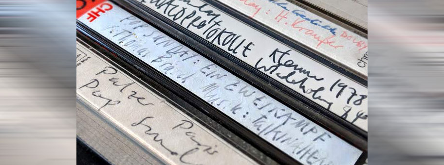 Private Mitschnitte von Pop Sunday Sendungen auf Cassette. Hier beispielhaft: Thomas Brasch. Alle Sendungen liefen um das Jahr 1980.