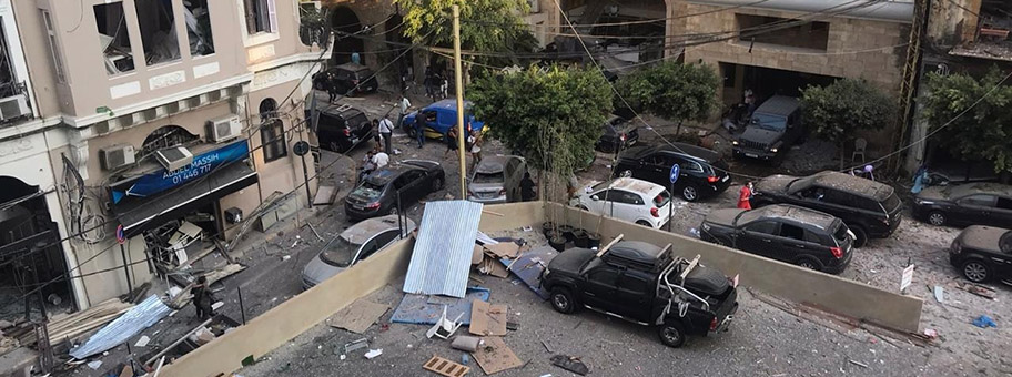 Beirut nach der Explosion im Hafen, August 2020.
