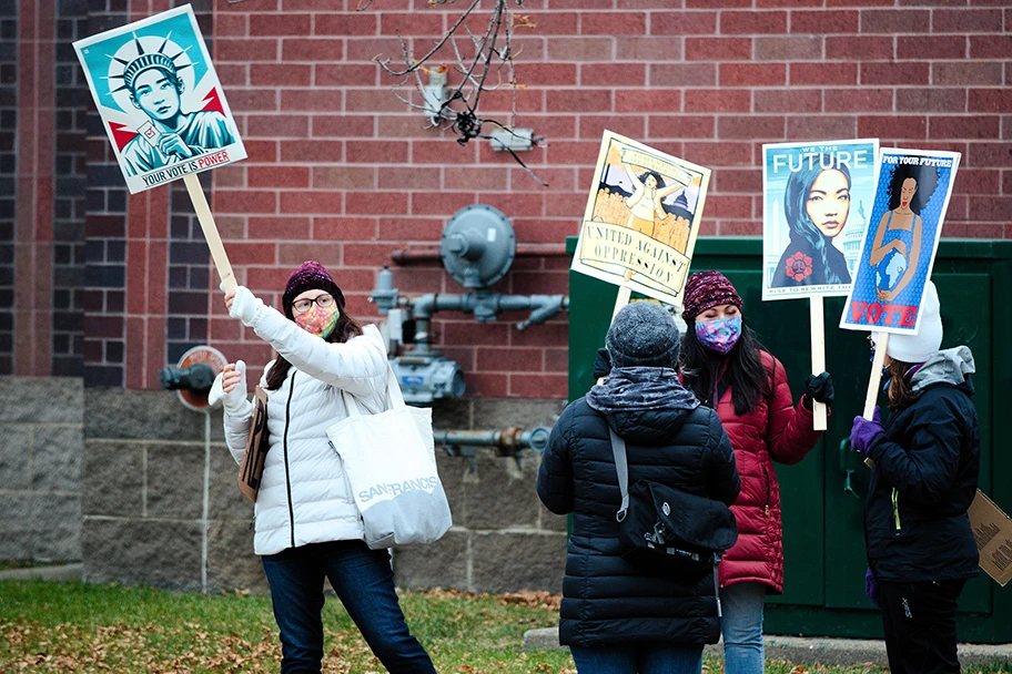 Proteste in Minneapolis gegen die Ernennung erzkonservativer Richter:innen in den Supreme Court durch Donald Trump, Oktober 2020.