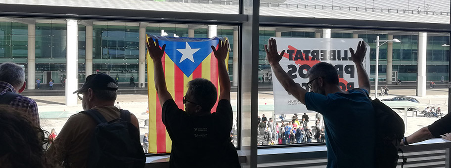 Proteste im Flughafen von Barcelona, Oktober 2019.