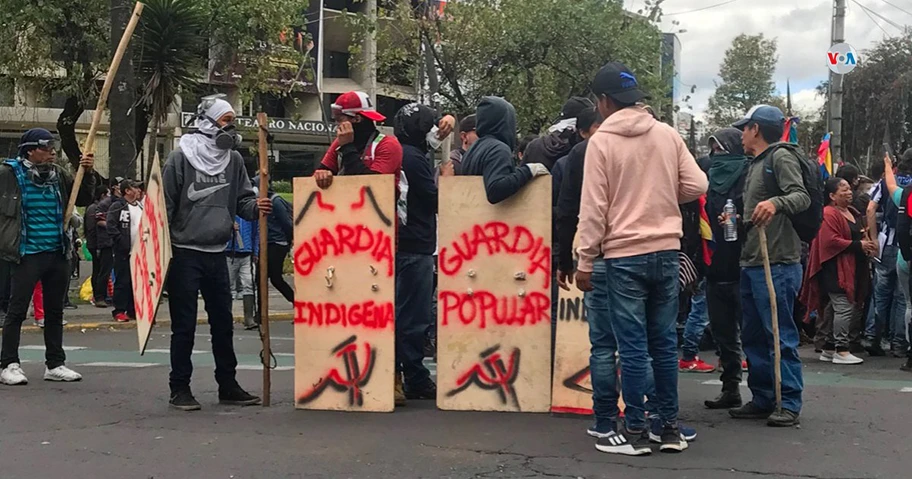 Protestanten in Ecuador während dem Aufruhr, Oktober 2019.