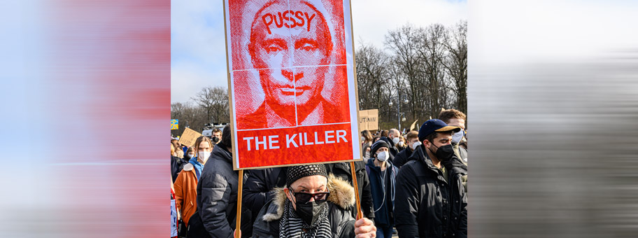 Protest gegen den Krieg in der Ukraine, Februar 2022.