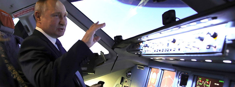 Vladimir Putin in einem Trainingscenter der Aeroflot, 5. März 2022.