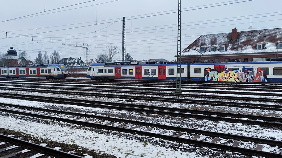 Abgestellte S-Bahn in Nienburg wegen des GDL-Streik am 12. Januar 2024.