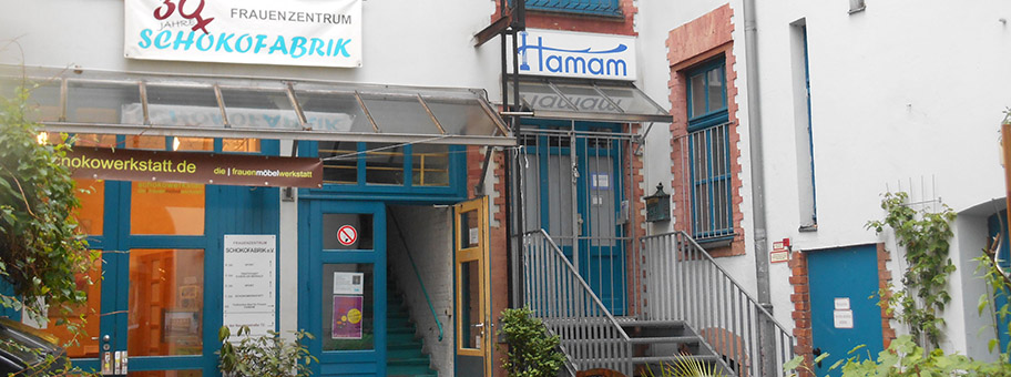 «Schokofabrik» mit Hamam in Mariannenstraße in BerlinKreuzberg, Frauenprojekt: ein feministisches Projekt (gegründet 1981), BerlinKreuzberg.