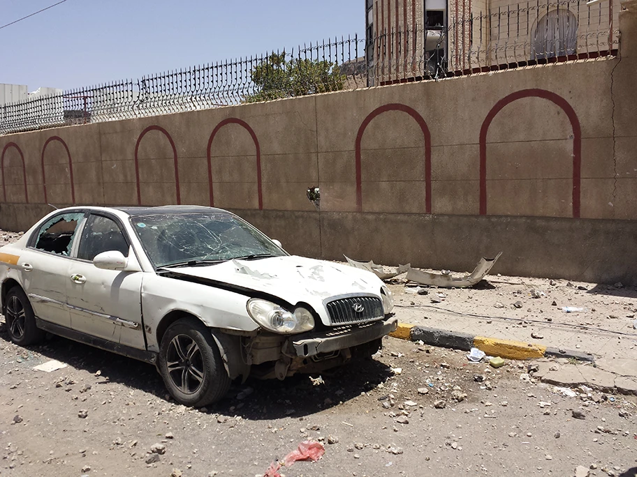 Bombardement der saudischen Luftwaffe am 20. April 2015 in der jemenitischen Hauptstadt Sanaa.