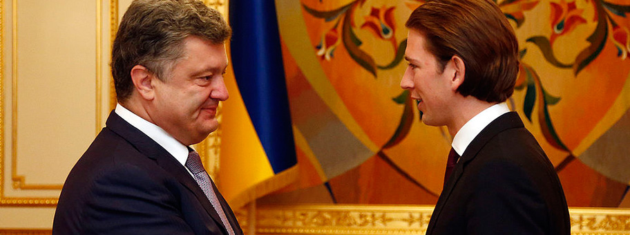 Petro Poroschenko, Präsident der Ukraine, mit dem Österreichischen Bundesminister Sebastian Kurz.