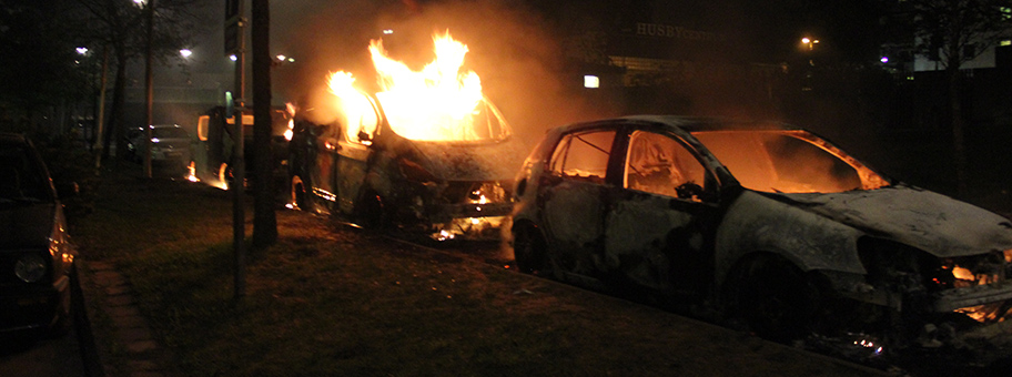 Zweiter Tag der Husby Riots in Stockholm am 20.