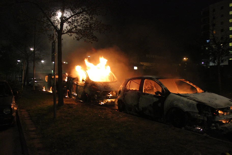 Zweiter Tag der Husby Riots in Stockholm am 20. Mai 2013.