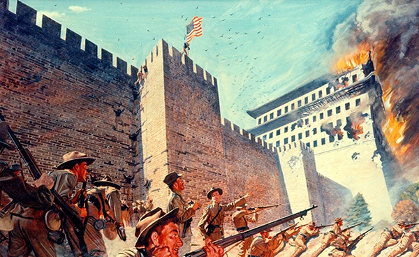 US-Truppen erklimmen die Mauern von Peking.