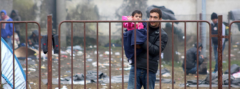 Flüchtlinge in Dobova, Slowenien, auf ihrem Weg nach Westeuropa, Oktober 2015.