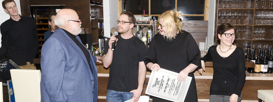 Severin Fiala und Veronika Franz bei der Verleihung des Papierenern Gustls im Jahr 2015 zu ihrem Film «Ich seh, ich seh».