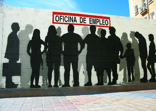 Wandgemälde über die Eurokrise aus Saragossa, Spanien.