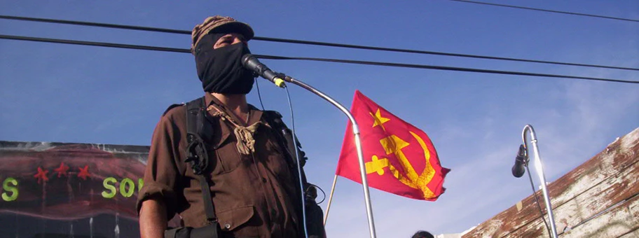 Subcomandante Marcos bei einer Rede in Salamanca.