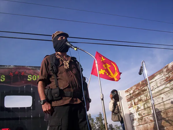 Subcomandante Marcos bei einer Rede in Salamanca.