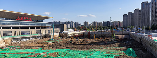 Baustelle der Subway-Linie 3 in Peking, September 2021.