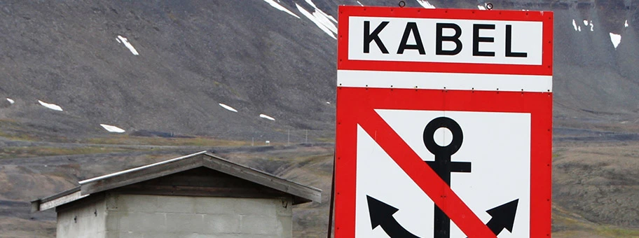 Glasfaserkabel in Svalbard, Norwegen.